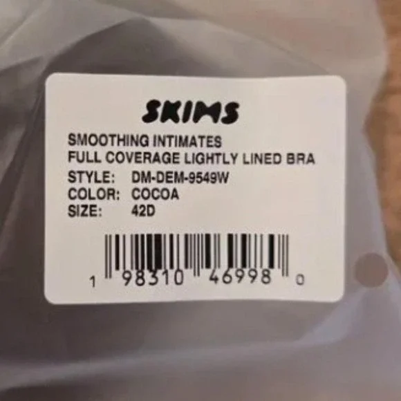 Skims Smoothing Intimates Full Coverage Lightly Lined Bra Cocoa 42D - Picture 3 of 3